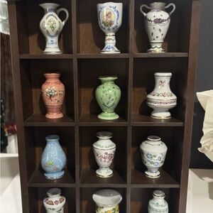 Vintage 1982 Franklin Mint Floral Porcelain Mini Vase Set of 12 Japan